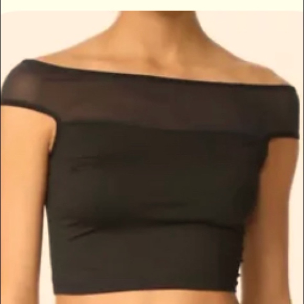 Michi lightning tank top mesh sheer crop cowl neck sleeveless